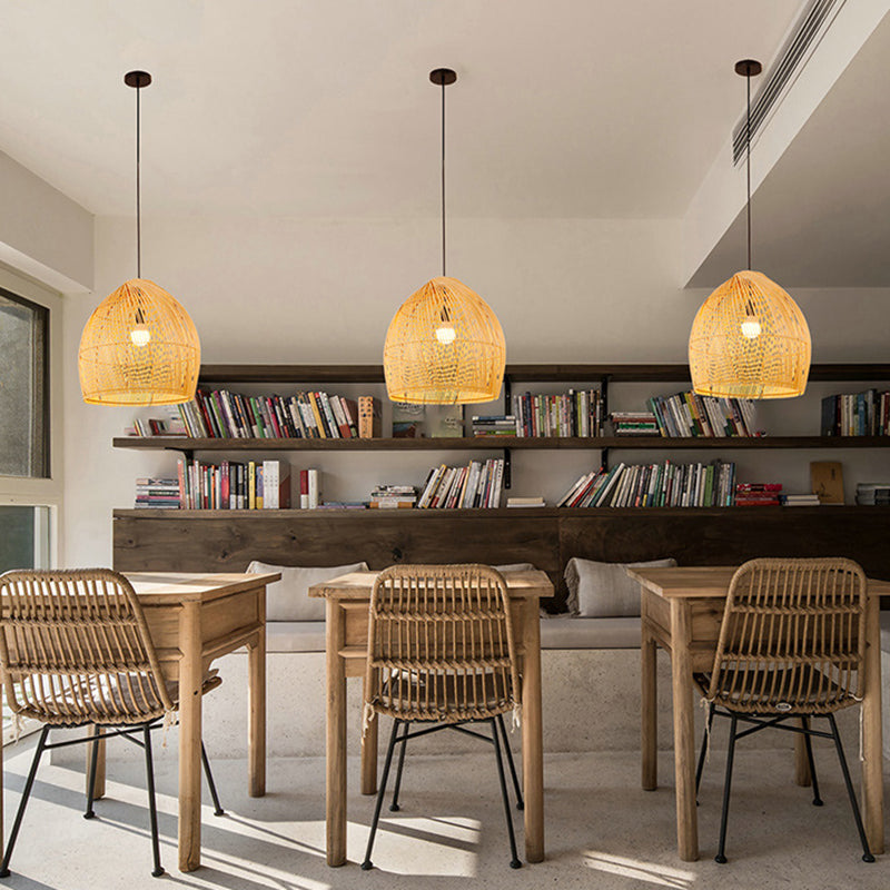 1 Light Hanging Lights Modern Style Bamboo Hanging Lighting for Living Room