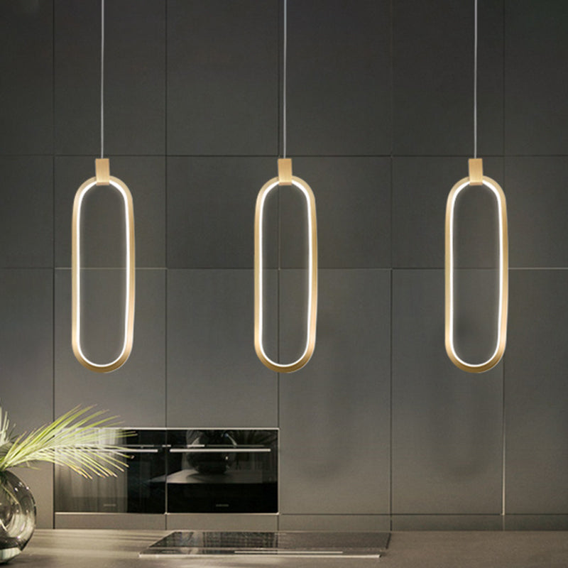 Modern Style Hanging Light Fixture Strip Shape Pendant Light with Silica Gel Shade