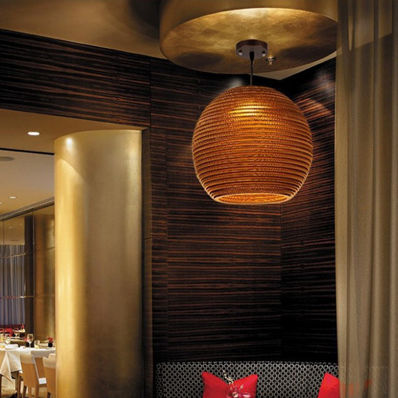 Southeast Asian Style Ceiling Light Honeycomb Cardboard Geometry Pendant Lamp for Bedroom