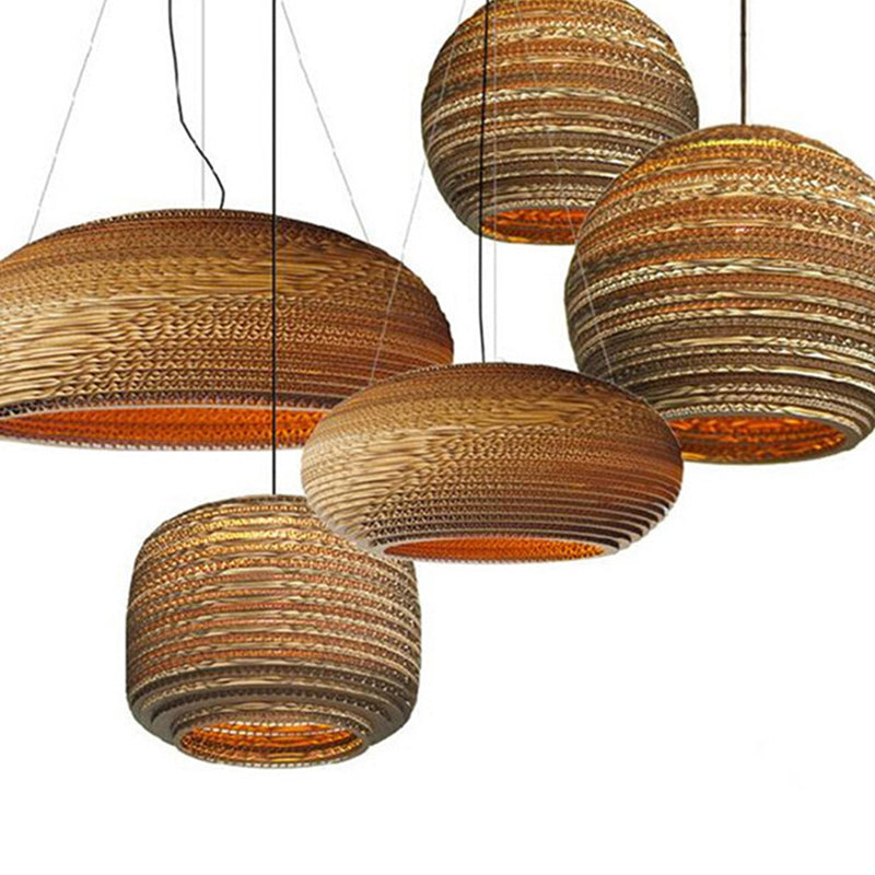 Southeast Asian Style Ceiling Light Honeycomb Cardboard Geometry Pendant Lamp for Bedroom