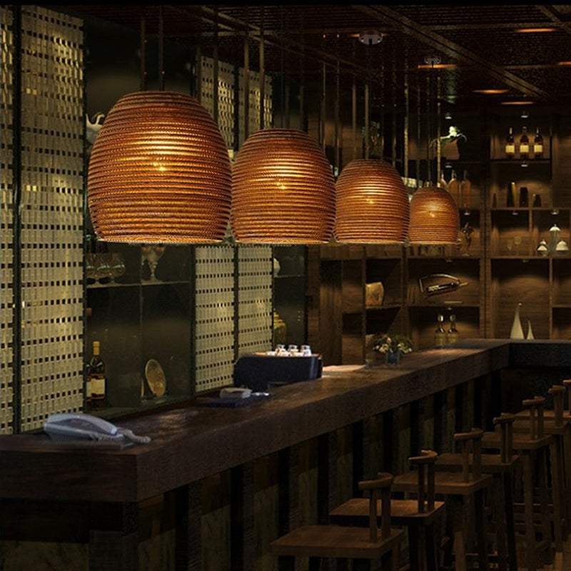 Southeast Asian Style Ceiling Light Honeycomb Cardboard Geometry Pendant Lamp for Bedroom