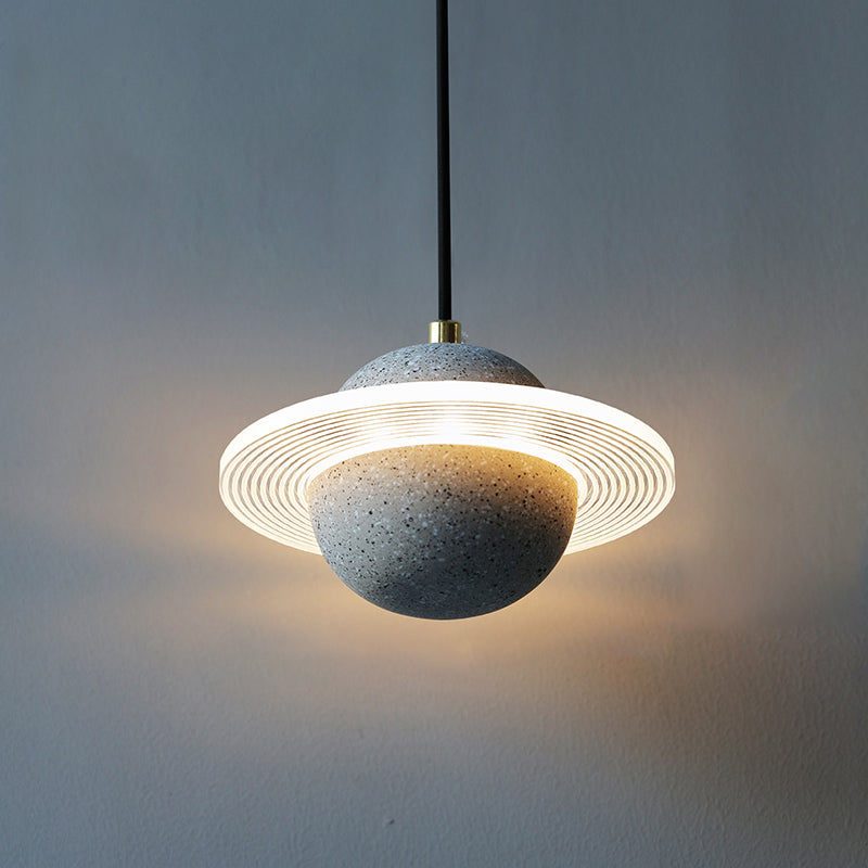 Stone Hanging Light Fixture Modern Style Pendant Lamp with Acrylic Shade for Bedroom