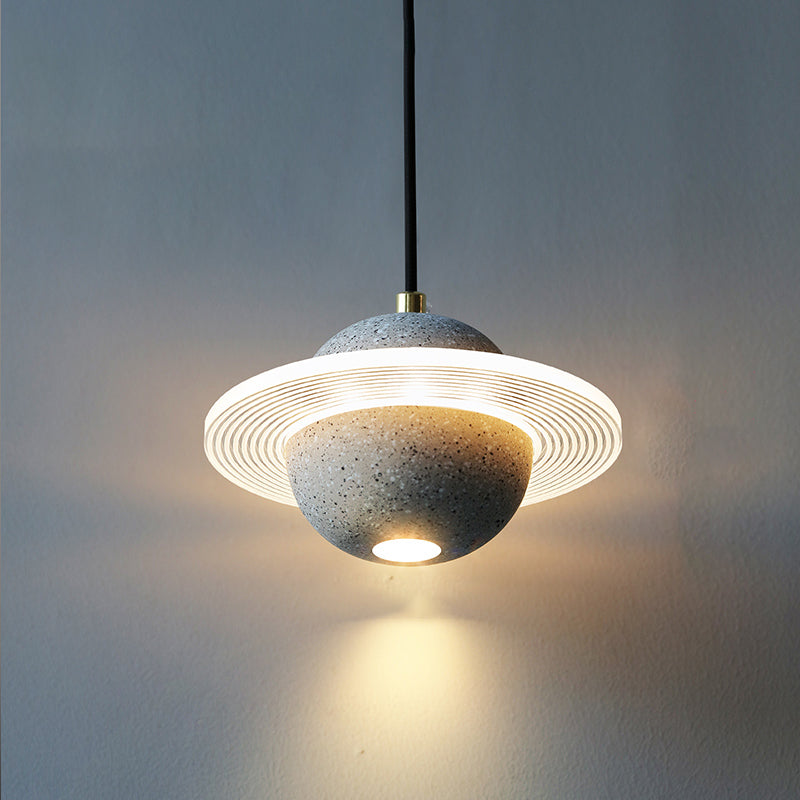Stone Hanging Light Fixture Modern Style Pendant Lamp with Acrylic Shade for Bedroom