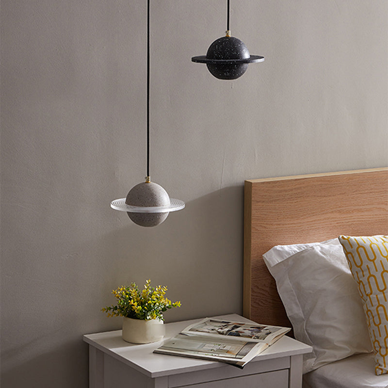 Stone Hanging Light Fixture Modern Style Pendant Lamp with Acrylic Shade for Bedroom