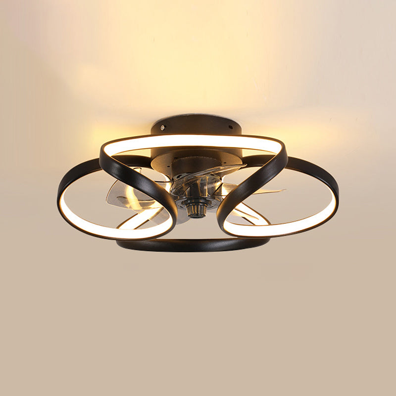 Contemporary Waves Ceiling Fan Light Metal 1 Light LED Ceiling Fan for Bedroom