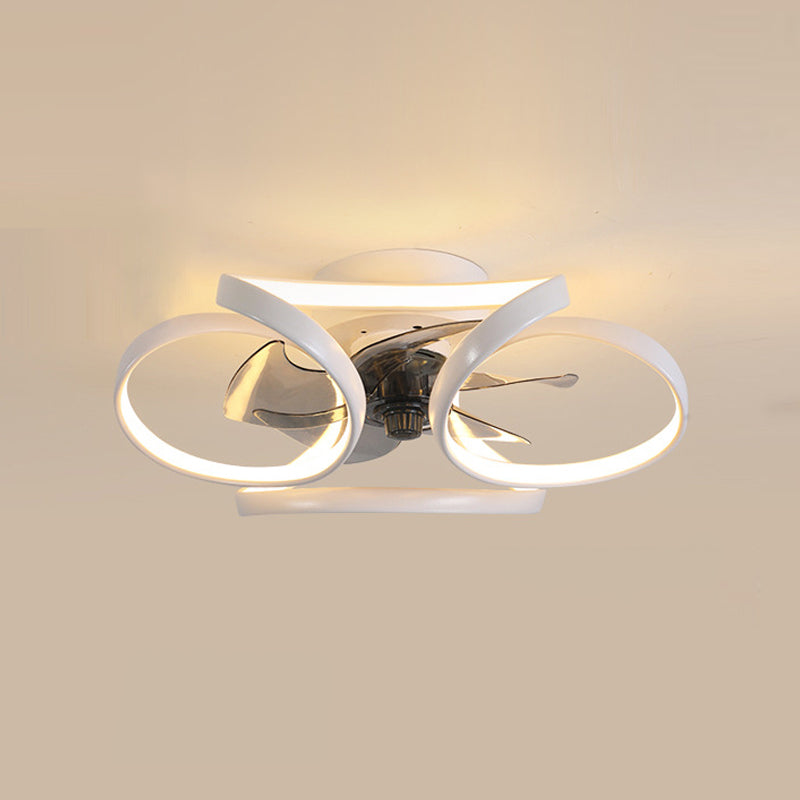 Contemporary Waves Ceiling Fan Light Metal 1 Light LED Ceiling Fan for Bedroom