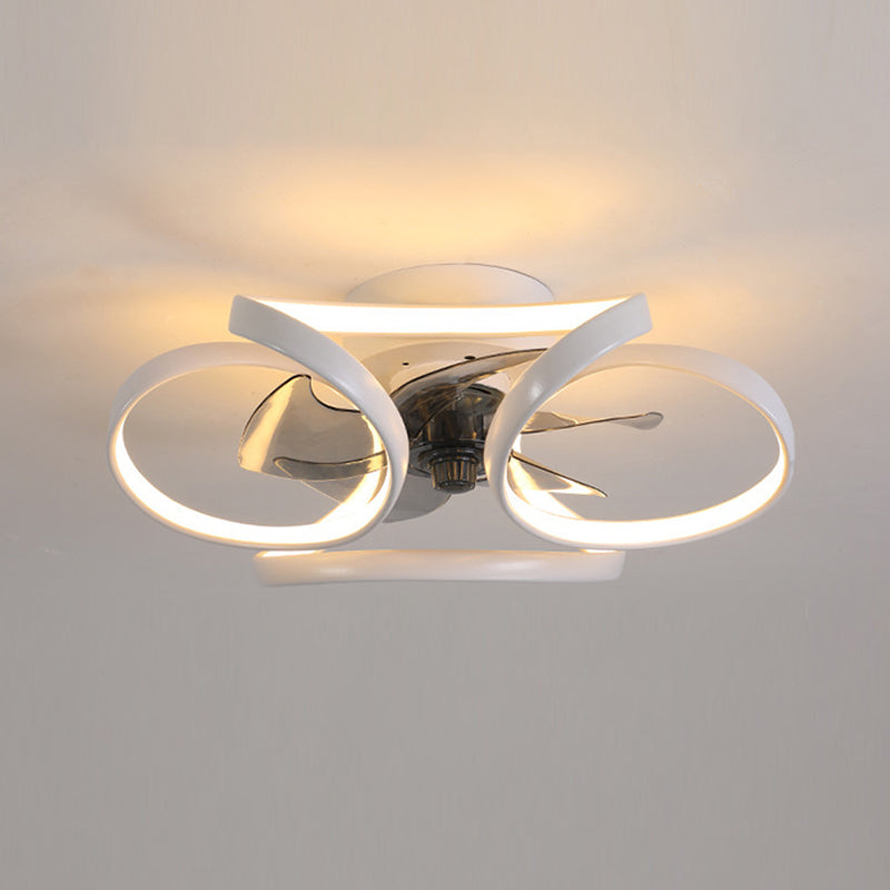 Contemporary Waves Ceiling Fan Light Metal 1 Light LED Ceiling Fan for Bedroom
