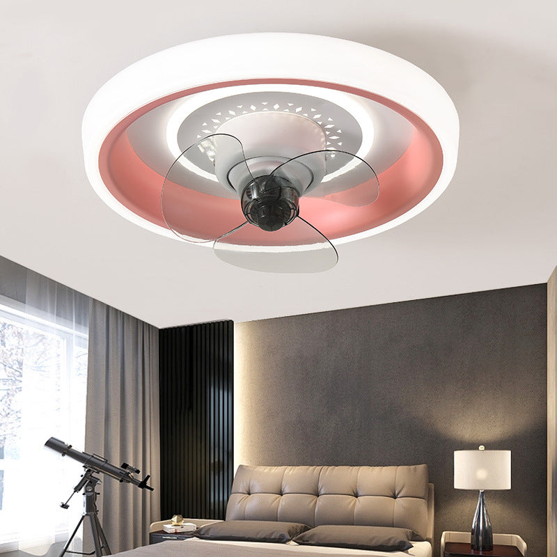 2-Lights Modern Round Fan Light Metal 20" Wide LED Flush Mount Light for Bedroom