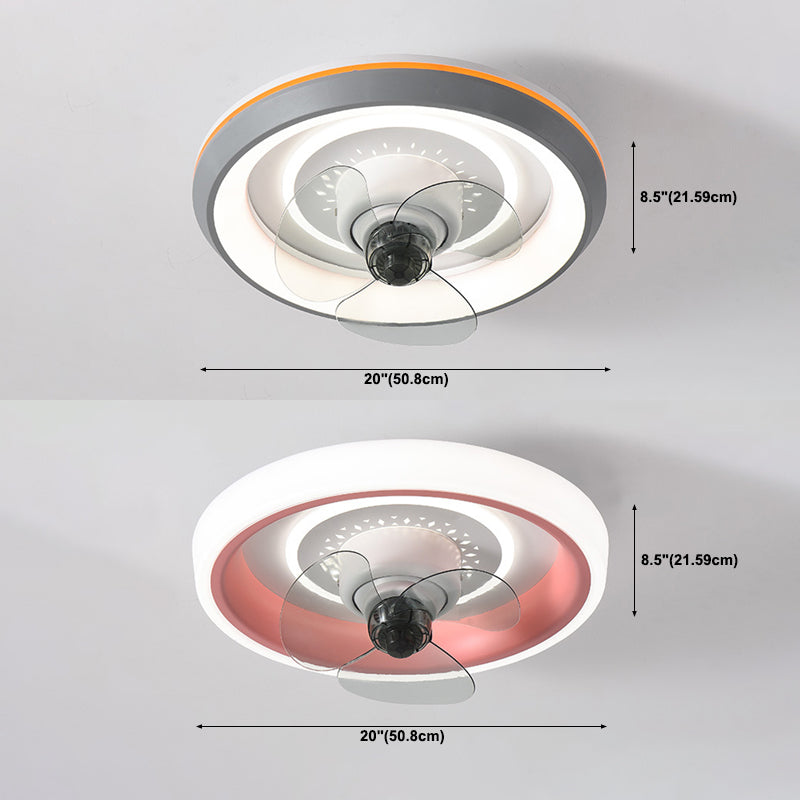2-Lights Modern Round Fan Light Metal 20" Wide LED Flush Mount Light for Bedroom