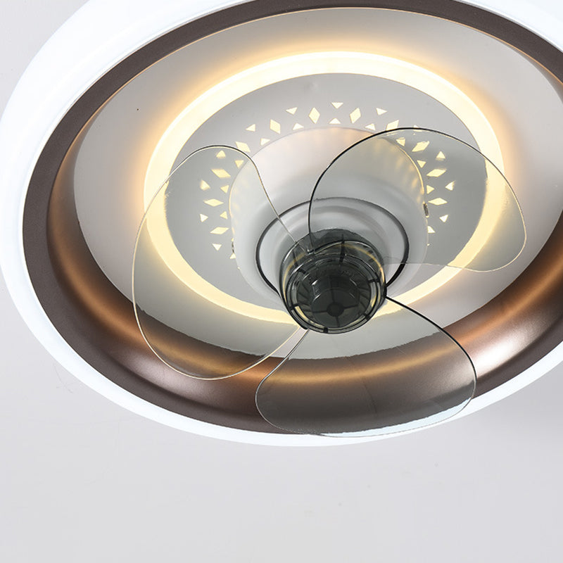 2-Lights Modern Round Fan Light Metal 20" Wide LED Flush Mount Light for Bedroom