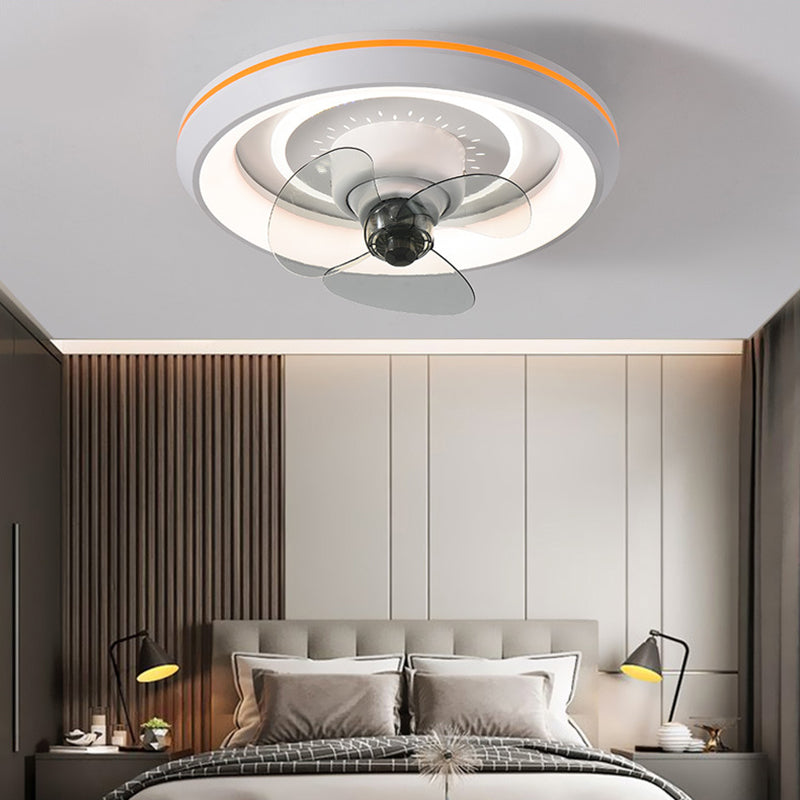 2-Lights Modern Round Fan Light Metal 20" Wide LED Flush Mount Light for Bedroom