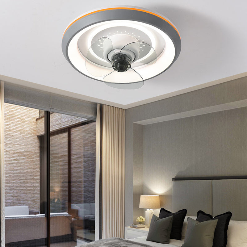 2-Lights Modern Round Fan Light Metal 20" Wide LED Flush Mount Light for Bedroom