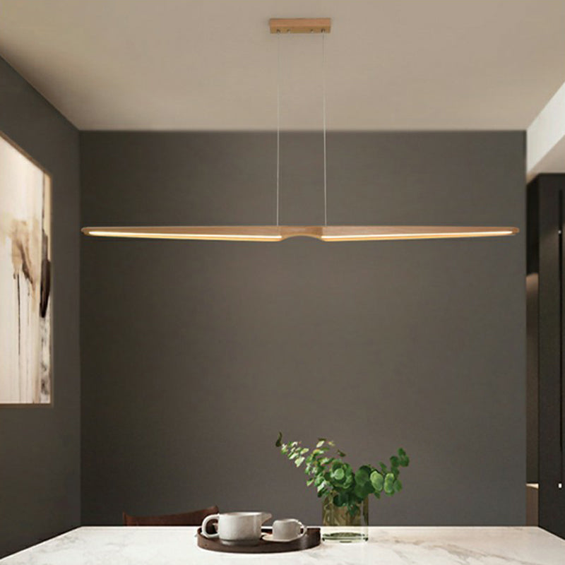 Lineare Anhänger Beleuchtungskörper Holz 2 Leichte zeitgenössische Küchenpendelleuchte