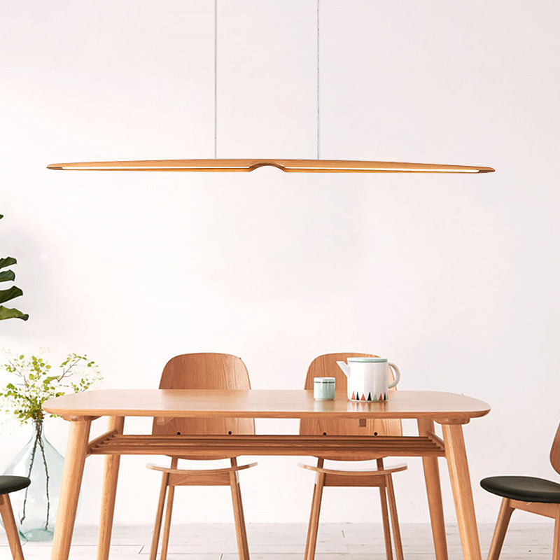 Lineare Anhänger Beleuchtungskörper Holz 2 Leichte zeitgenössische Küchenpendelleuchte