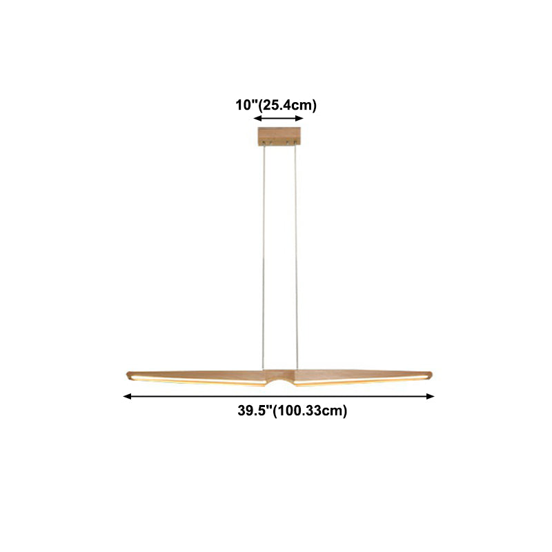 Lineare Anhänger Beleuchtungskörper Holz 2 Leichte zeitgenössische Küchenpendelleuchte