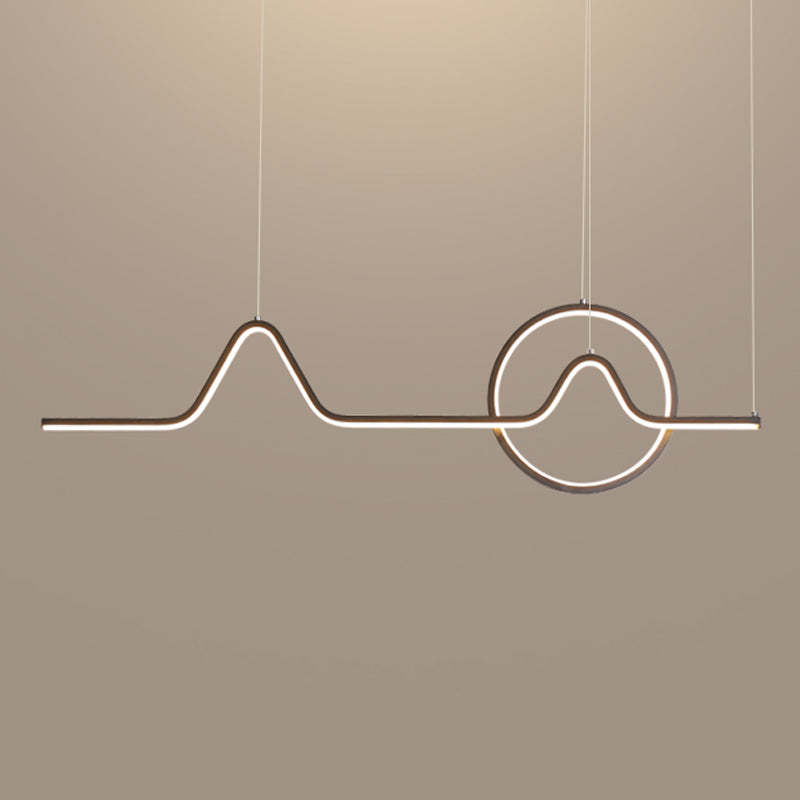 Moderner Stil linearer Form Island Leuchten Metall Zwei Lichtheizenbeleuchtung