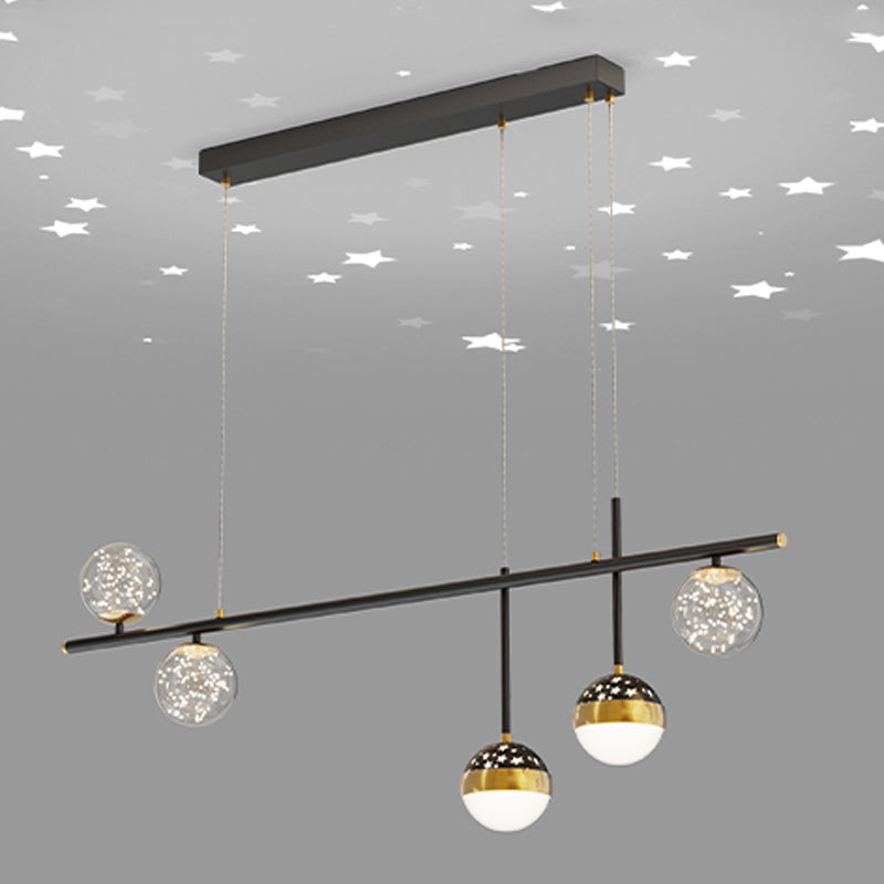 Zeitgenössischer Stil Geometry Island Lighting Metal 5 Light Island Leuchten in Schwarz