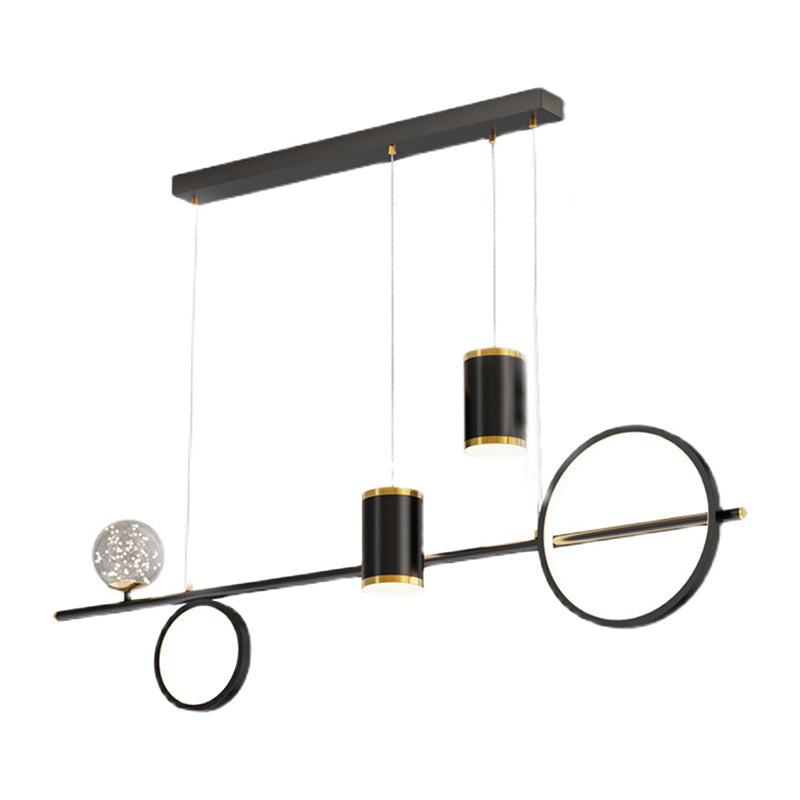 Zeitgenössischer Stil Geometry Island Lighting Metal 5 Light Island Leuchten in Schwarz