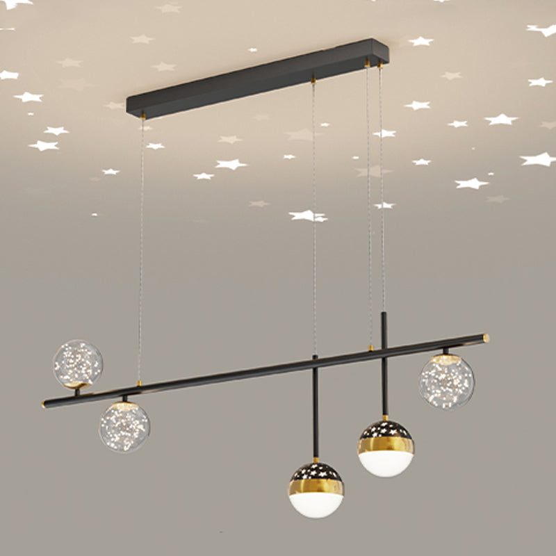 Zeitgenössischer Stil Geometry Island Lighting Metal 5 Light Island Leuchten in Schwarz