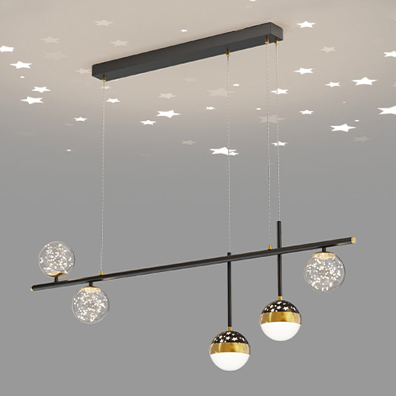 Zeitgenössischer Stil Geometry Island Lighting Metal 5 Light Island Leuchten in Schwarz