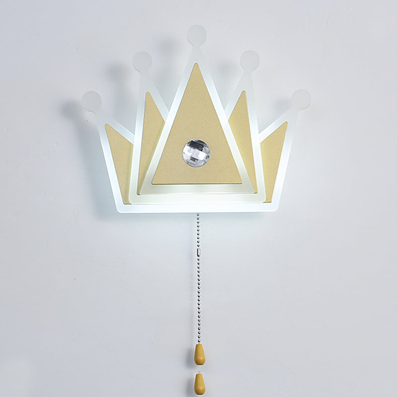 Modern Style Crown Shaped Sconce Light Fixtures Metal 1 Light Wall Mounted Lighting