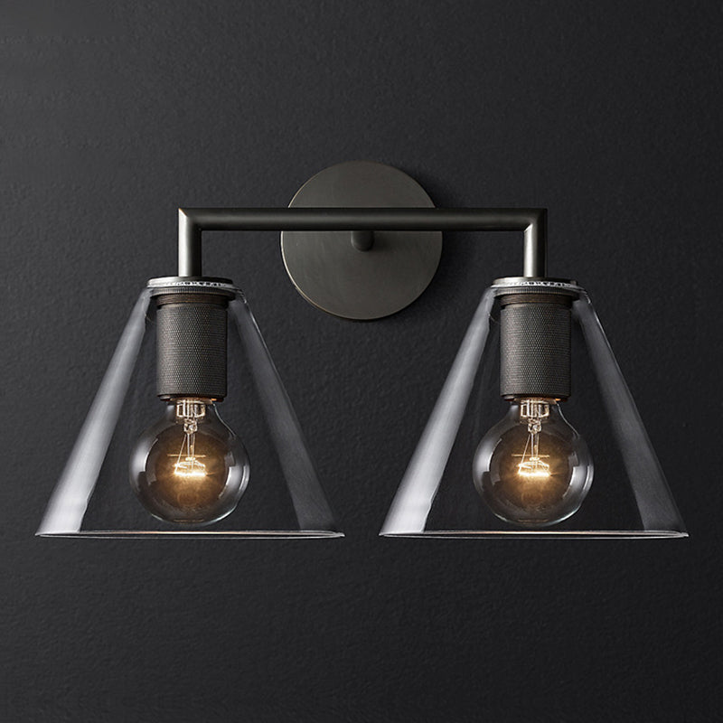 Nordischer Stil Metall Wandleuchte Kegelform Wandleuchten mit klarem Glas für Schlafzimmer