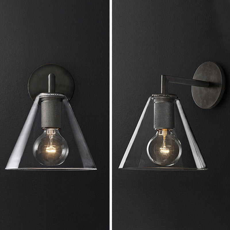 Nordischer Stil Metall Wandleuchte Kegelform Wandleuchten mit klarem Glas für Schlafzimmer