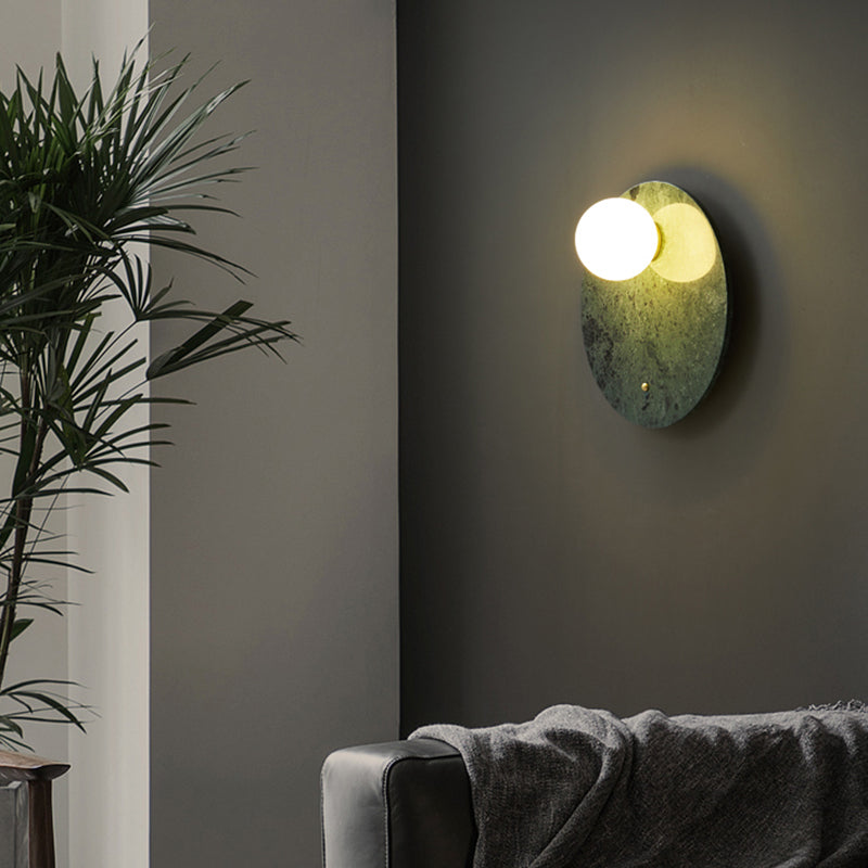 Nordic Style Marble Wall Light Geometric 1 Light Wall Sconce with Glass for Bedroom