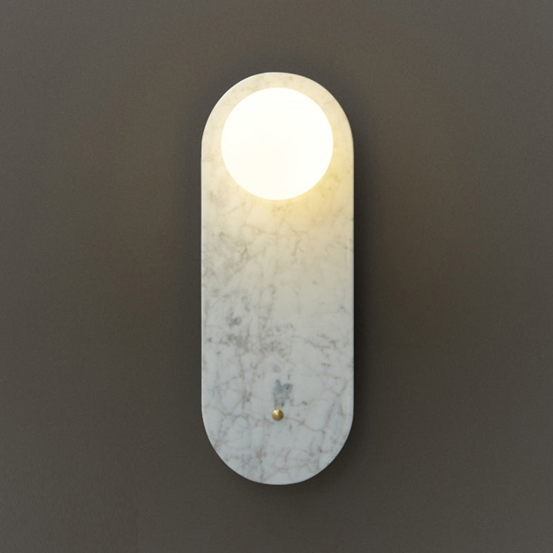 Nordic Style Marble Wall Light Geometric 1 Light Wall Sconce with Glass for Bedroom
