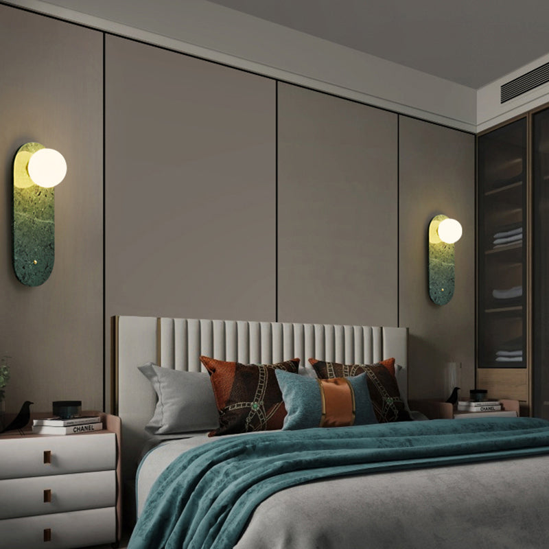 Nordic Style Marble Wall Light Geometric 1 Light Wall Sconce with Glass for Bedroom