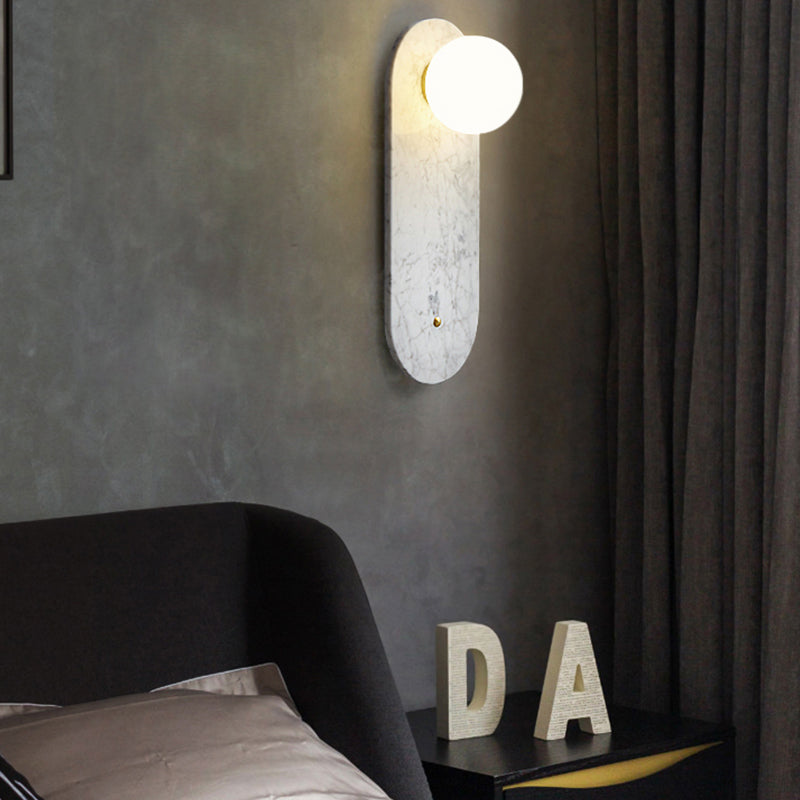 Nordic Style Marble Wall Light Geometric 1 Light Wall Sconce with Glass for Bedroom