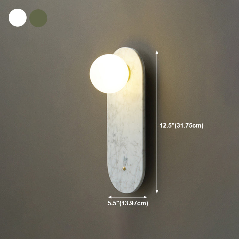 Nordic Style Marble Wall Light Geometric 1 Light Wall Sconce with Glass for Bedroom