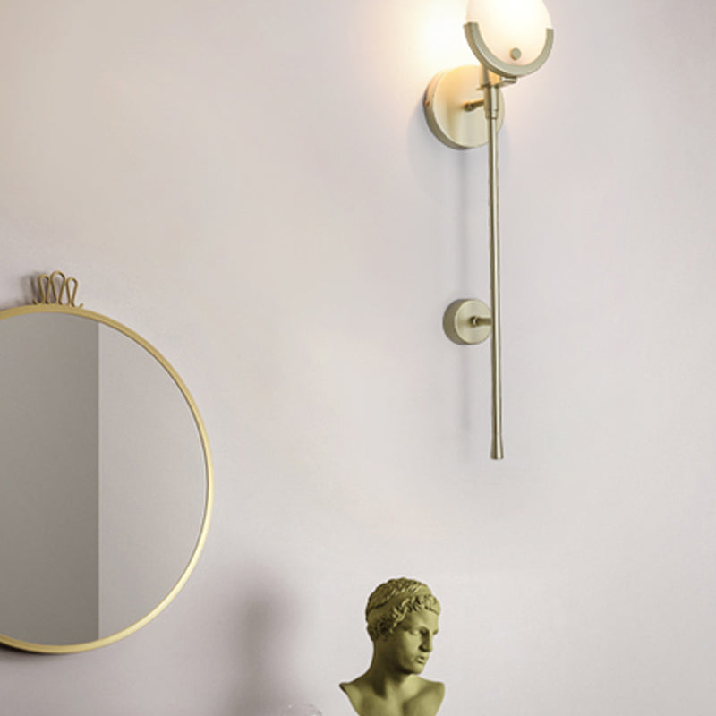 Nordic Metal Wall Light Round Shape 5" Wide Wall Sconce with Mica for Living Room