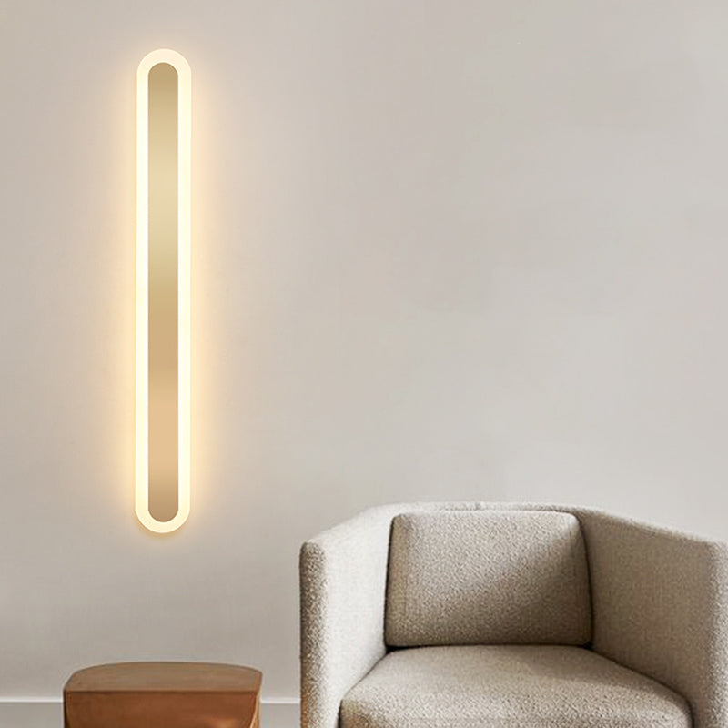 Linear Shape Metal Wall Light Modern Style 1-Light Wall Mounted Light Fixture in Gold