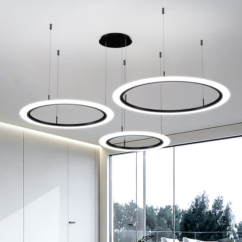 Modern Round Shade Chandelier Lights Metal Chandelier Lighting Fixtures in Black