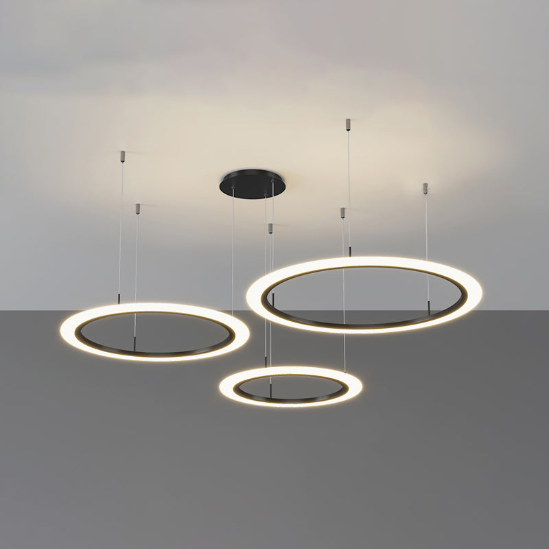 Modern Round Shade Chandelier Lights Metal Chandelier Lighting Fixtures in Black