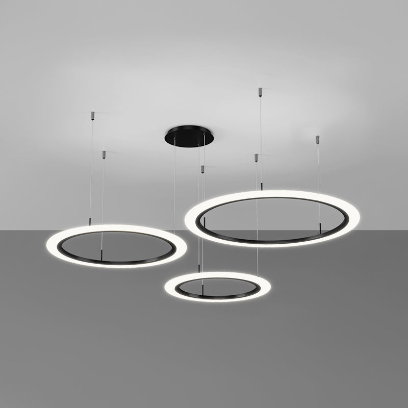 Modern Round Shade Chandelier Lights Metal Chandelier Lighting Fixtures in Black