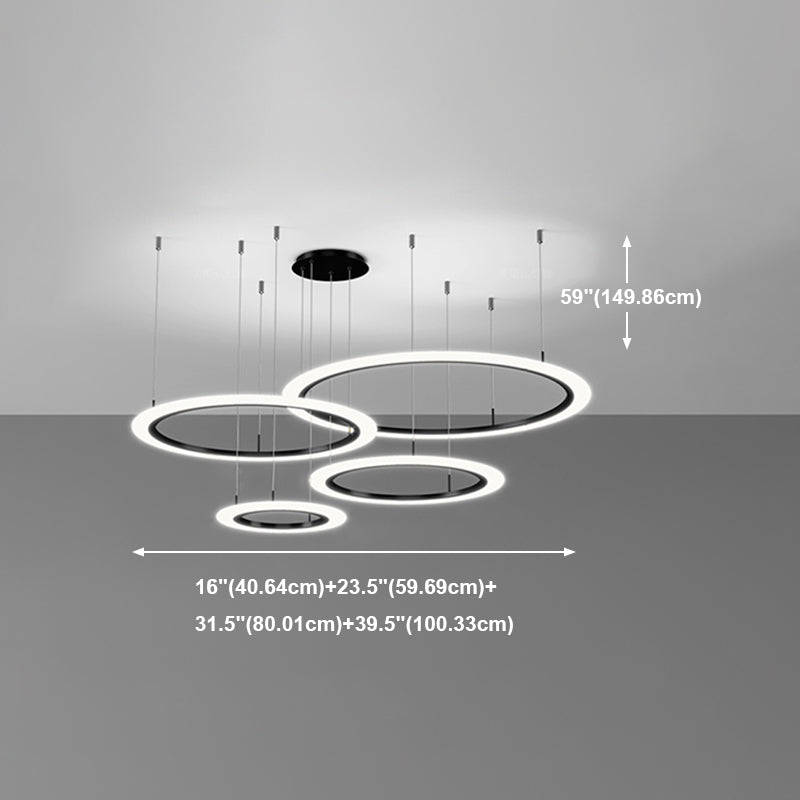 Modern Round Shade Chandelier Lights Metal Chandelier Lighting Fixtures in Black