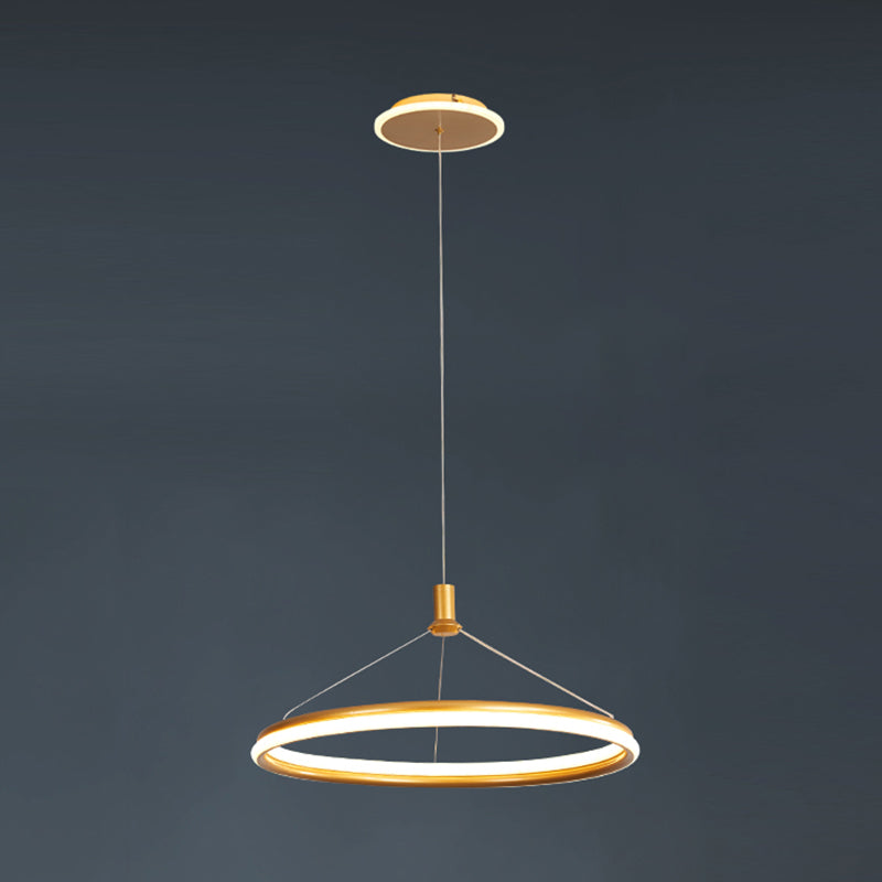 Lumo circolare a livello singolo leggero moderno lampadario in metallo Apparecchio di illuminazione