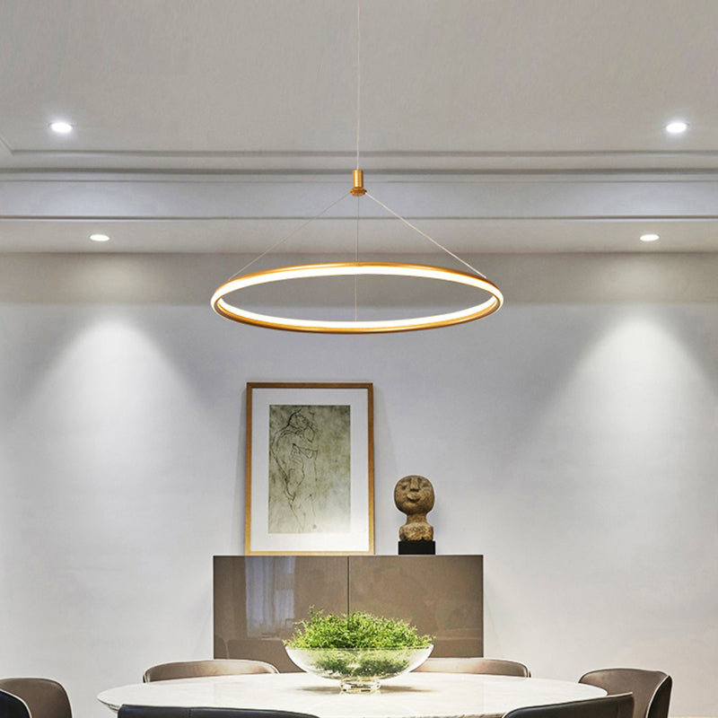 Lumo circolare a livello singolo leggero moderno lampadario in metallo Apparecchio di illuminazione
