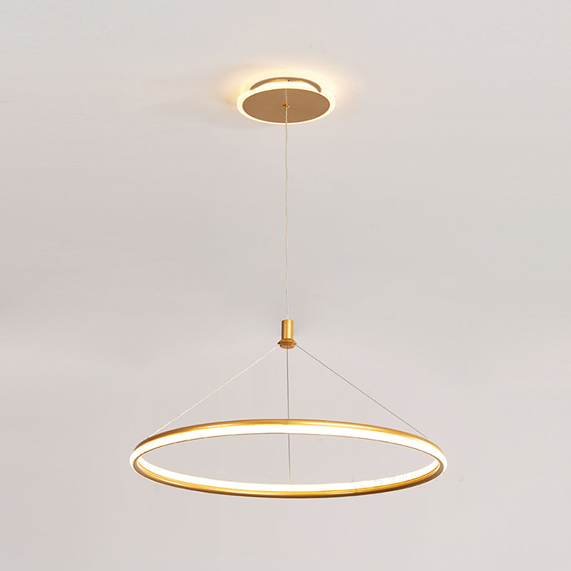 Lumo circolare a livello singolo leggero moderno lampadario in metallo Apparecchio di illuminazione