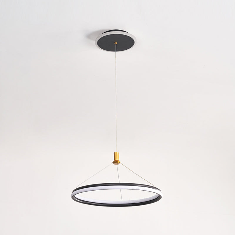 Lumo circolare a livello singolo leggero moderno lampadario in metallo Apparecchio di illuminazione
