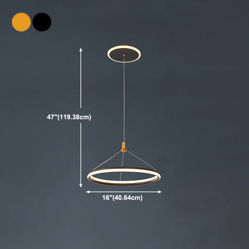 Lumo circolare a livello singolo leggero moderno lampadario in metallo Apparecchio di illuminazione