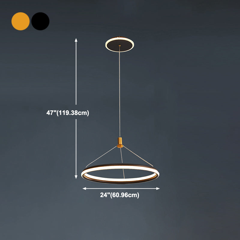 Lumo circolare a livello singolo leggero moderno lampadario in metallo Apparecchio di illuminazione