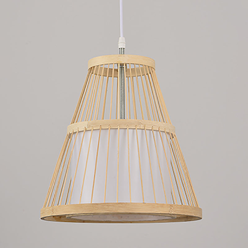 1-Light Chinese Style Bamboo Pendant Light Geometric Hanging Pendant for Restaurant