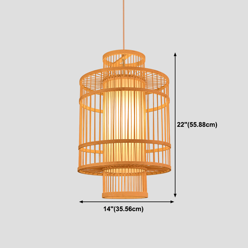 1-Licht chinesischer Stil Bambus Anhänger Light Geometrisch hängende Anhänger für das Restaurant