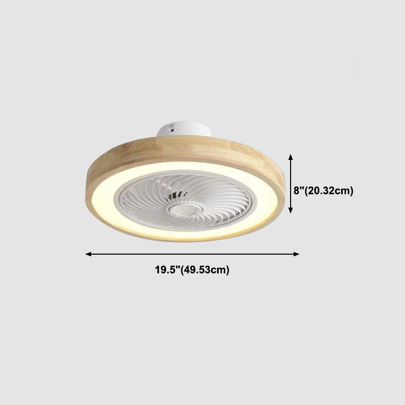 Geometric Ceiling Fan Lamp Nordic Style LED Wood Close to Ceiling Lamp