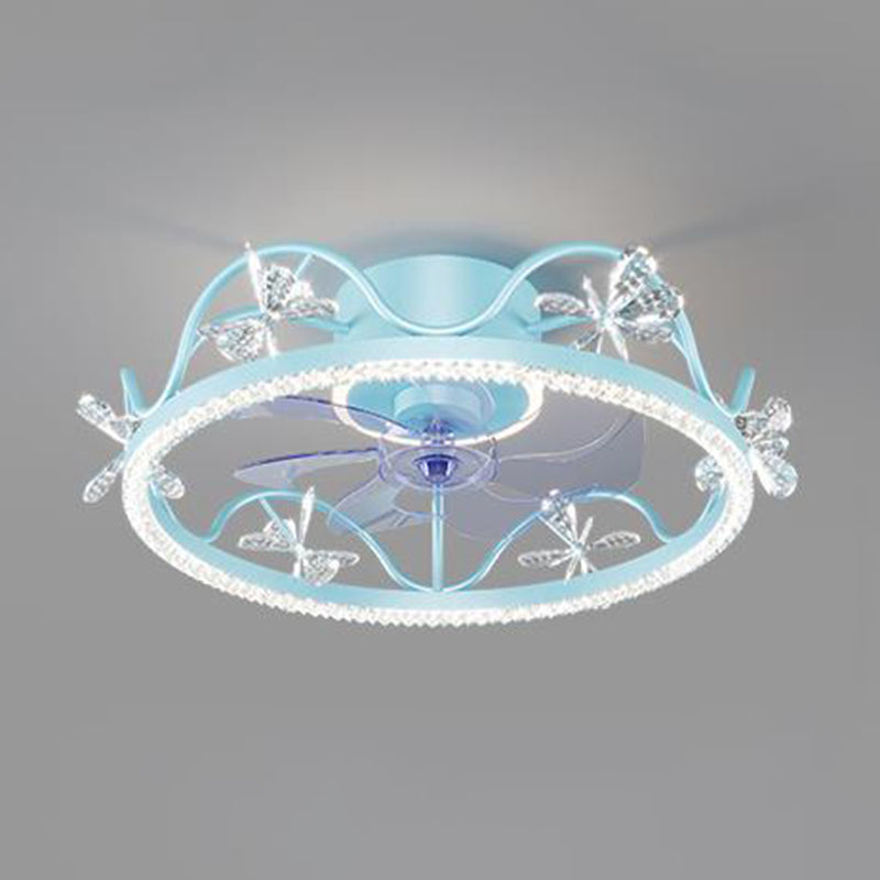 Metal Crown Ceiling Fan Lamp Modern Style LED Ceiling Light for Kids Bedroom