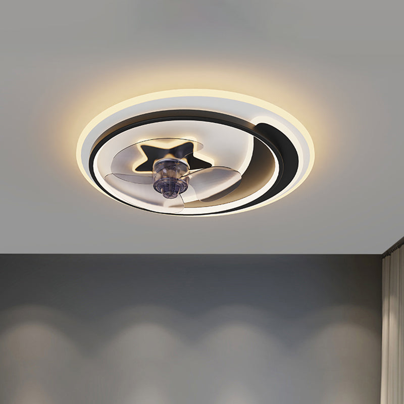 Metal Geometric Shape Ceiling Fans Modern 3-Lights Ceiling Fan Lamp Fixture