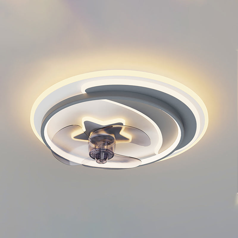 Metal Geometric Shape Ceiling Fans Modern 3-Lights Ceiling Fan Lamp Fixture
